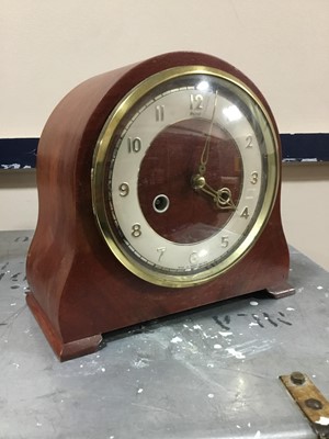 Lot 233 - A 20TH CENTURY GERMAN MANTEL CLOCK AND ANOTHER CLOCK