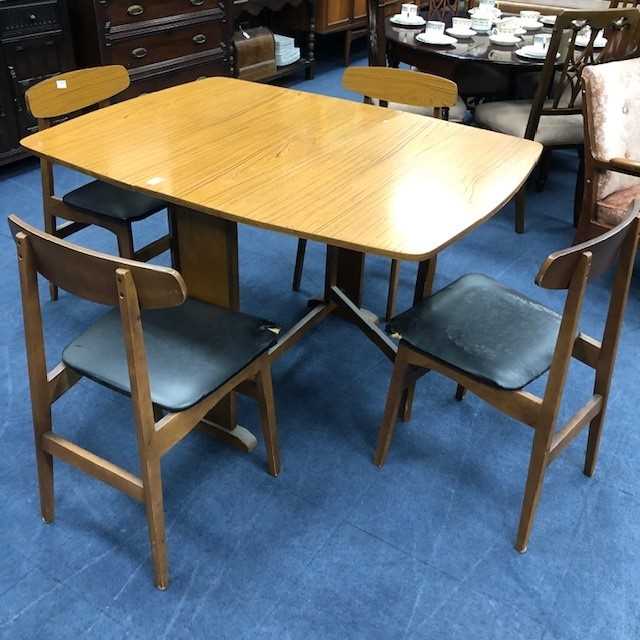 Lot 402 - A 1970'S FOLDING DINING TABLE AND FOUR CHAIRS