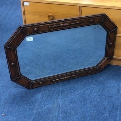 Lot 430 - AN EARLY 20TH CENTURY OAK FRAMED WALL MIRROR