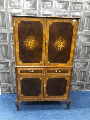 Lot 435 - A MARQUETRY INLAID DRINKS CABINET