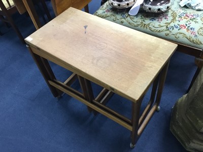 Lot 456 - A RETRO TEAK TURNOVER TEA TABLE