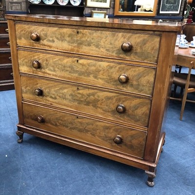 Lot 463 - A VICTORIAN MAHOGANY CHEST OF FOUR DRAWERS
