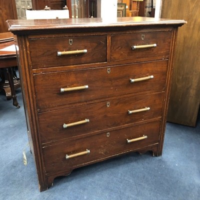 Lot 464 - AN EARLY 20TH CENTURY STAINED WOOD CHEST OF DRAWERS