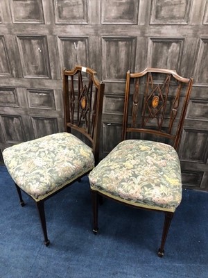 Lot 467 - A PAIR OF EDWARDIAN MAHOGANY BEDROOM CHAIRS