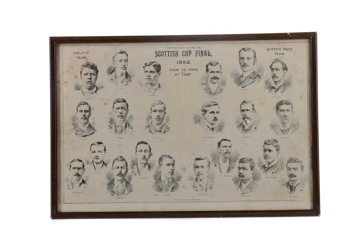 Lot 1757 - A FRAMED CELTIC F.C. VS. QUEENS PARK SCOTTISH CUP FINAL 1892 SUPPLEMENT