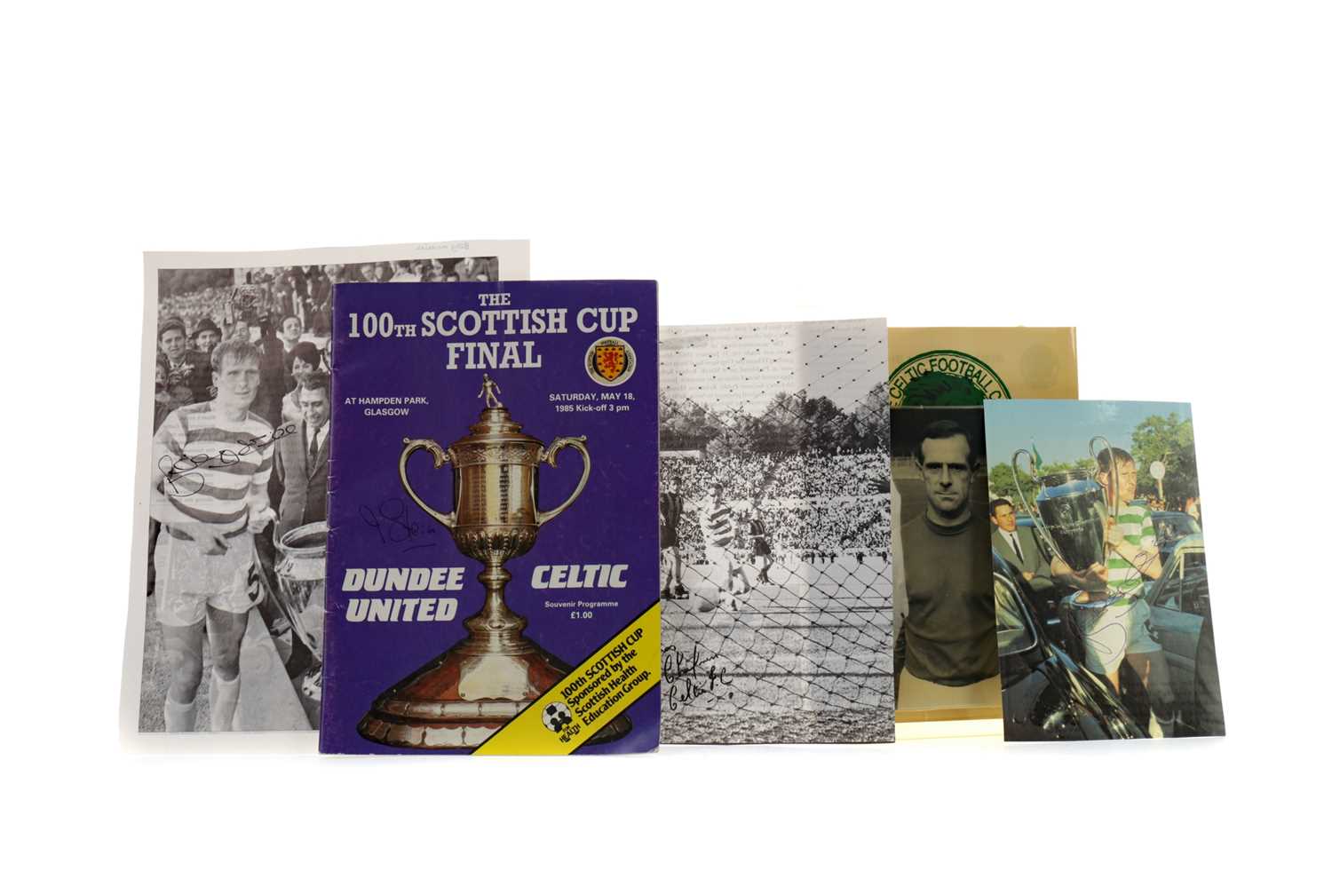 Lot 1764 - A COLLECTION OF AUTOGRAPHED PHOTOGRAPHS OF CELTIC F.C. PLAYERS AND A SIGNED PROGRAMME