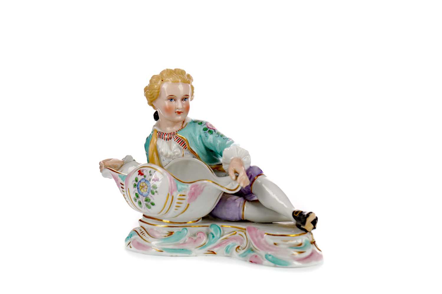 Lot 1029 - A LATE 19TH CENTURY CONTINENTAL PORCELAIN FIGURAL BOW