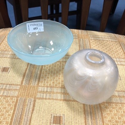 Lot 453 - A FRENCH ART GLASS FROSTED CIRCULAR BOWL AND A POSY VASE