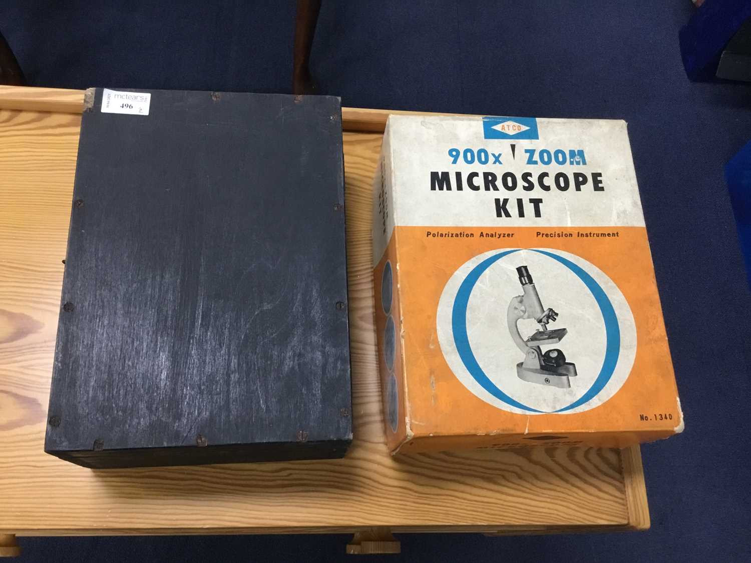 Lot 496 - A MICROSCOPE KIT AND A CASED TOOL