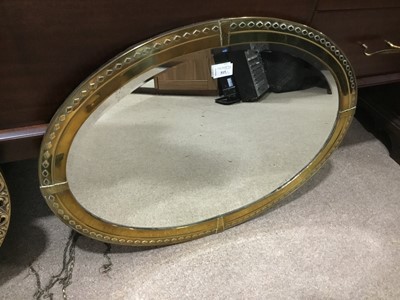 Lot 515 - A BRASS FRAMED WALL MIRROR AND A GILT FRAMED WALL MIRROR
