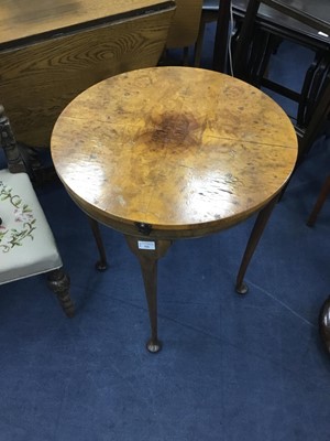 Lot 311 - A WALNUT CIRCULAR OCCASIONAL CARD TABLE