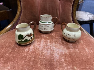 Lot 562 - A LOT OF THREE TORQUAY WARE CREAM JUGS AND OTHER CERAMICS