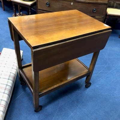 Lot 298 - A STAINED WOOD DROP LEAF TEA TROLLEY