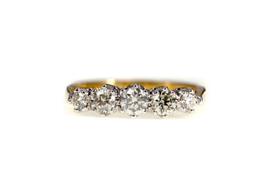 Lot 1555 - A CERTIFICATED DIAMOND FIVE STONE RING