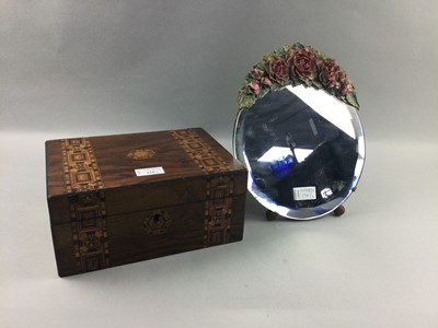 Lot 134 - A VICTORIAN WALNUT BOX AND A TABLE MIRROR