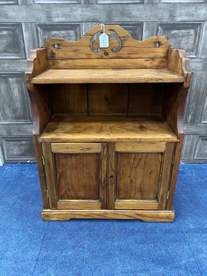 Lot 154 - A STAINED PINE WALL MOUNTING CUPBOARD