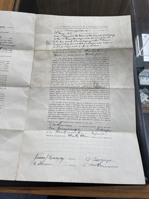 Lot 1790 - GEORGE CUMMINGS OF PARTICK THISTLE F.C., HIS SIGNED PLAYER CONTRACT