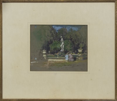 Lot 2 - FOUNTAIN WITH FIGURES, A WATERCOLOUR BY JAMES HAMILTON MACKENZIE