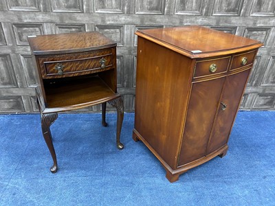 Lot 223 - A REPRODUCTION MAHOGANY CABINET, ALONG WITH ANOTHER AND A CD RACK