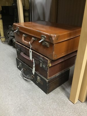 Lot 123 - A LOT OF THREE VINTAGE TRAVEL TRUNKS, BOOKS AND POSTCARD ALBUMS