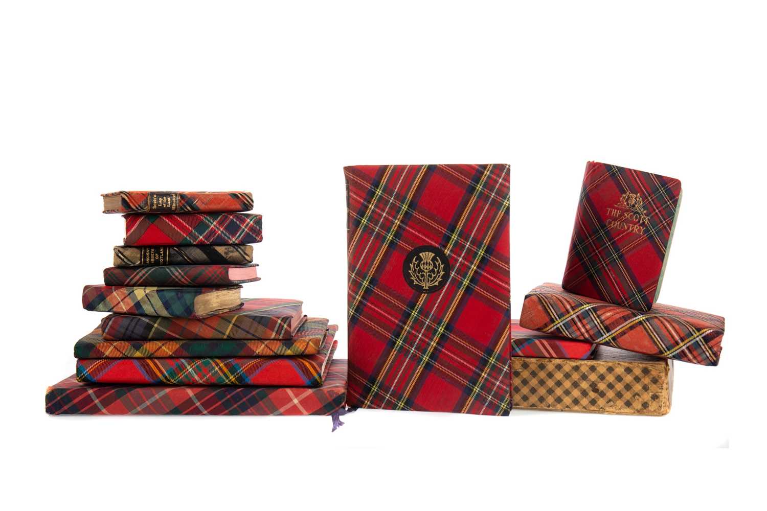 Lot 1096 - A GROUP OF TARTAN CLOTH BOUND VOLUMES