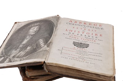 Lot 1098 - THREE VOLUMES OF ABBREGE CHRONOLOGIQUE L’HISTOIRE DE FRANCE BY DE MEZERAY