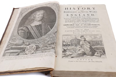 Lot 1101 - THREE VOLUMES, CLARENDON (Edward Earl of) - THE HISTORY OF THE REBELLION AND CIVIL WARS IN ENGLAND