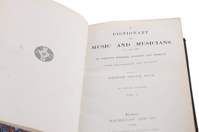 Lot 1109 - THREE VOLUMES OF GROVES DICTIONARY OF MUSIC AND MUSICIANS