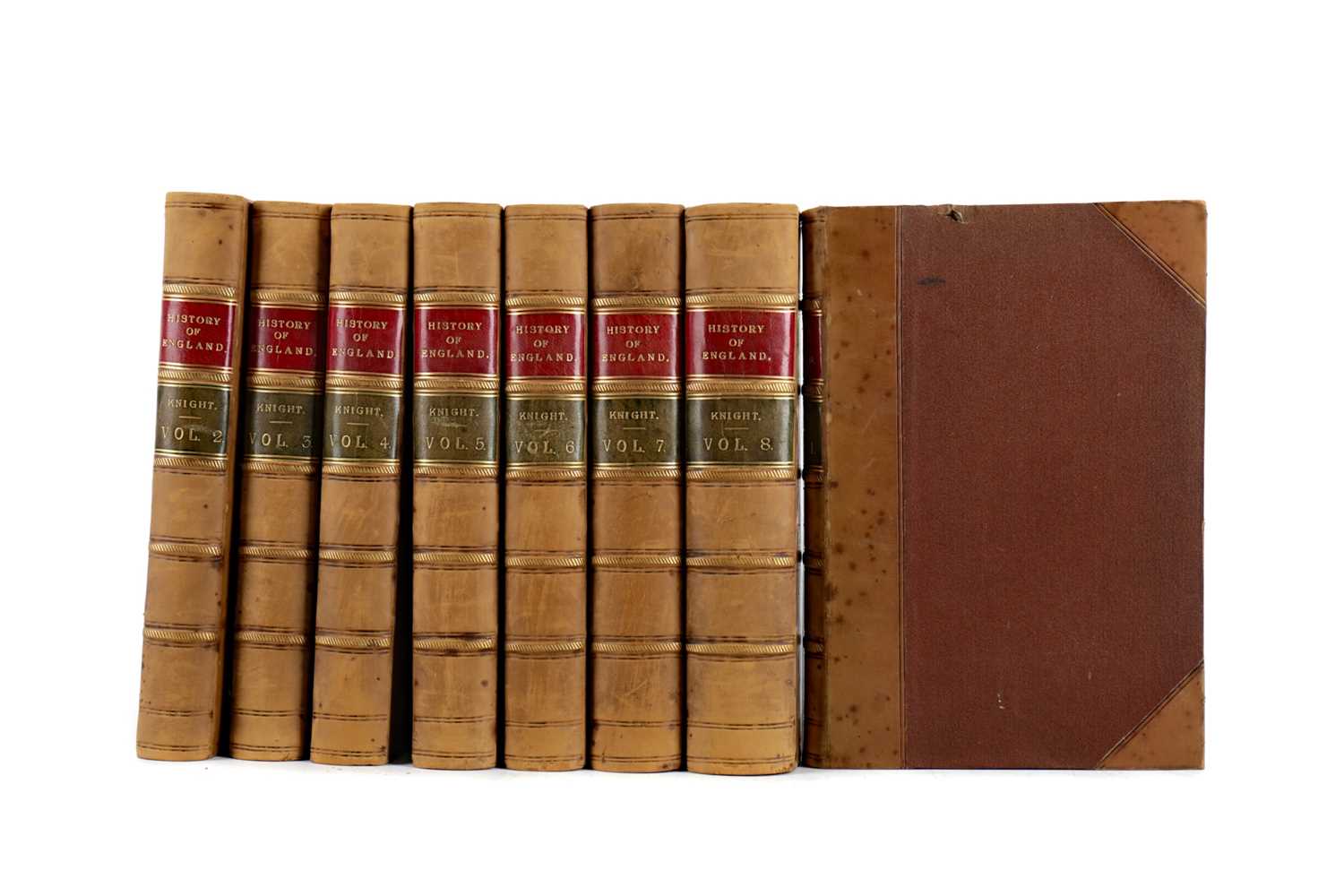 Lot 1112 - EIGHT VOLUMES OF KNIGHT'S POPULAR HISTORY OF ENGLAND