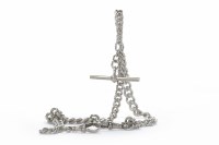 Lot 110 - STERLING SILVER CURB LINK DOUBLE ALBERT CHAIN...