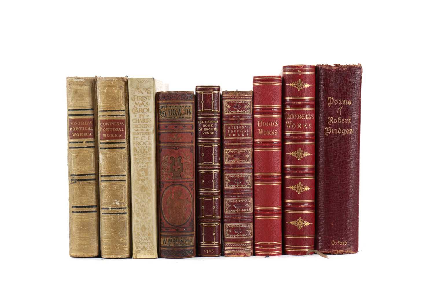 Lot 1134 - A LOT OF LEATHER BOUND POETICAL WORKS