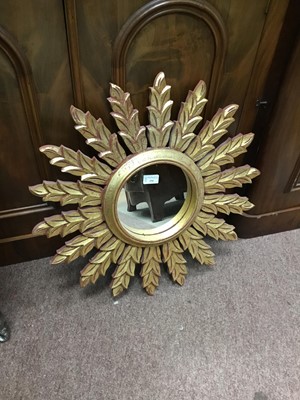 Lot 256 - A MODERN SUN BURST STYLE MIRROR AND ANOTHER