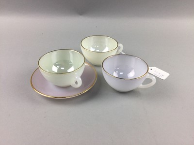 Lot 258 - A LOT OF SIX VINTAGE ARCOPAL HARLEQUIN TEA CUPS AND SIX SAUCERS