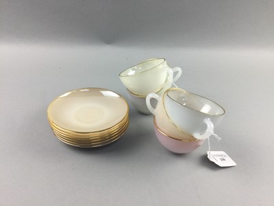 Lot 258 - A LOT OF SIX VINTAGE ARCOPAL HARLEQUIN TEA CUPS AND SIX SAUCERS