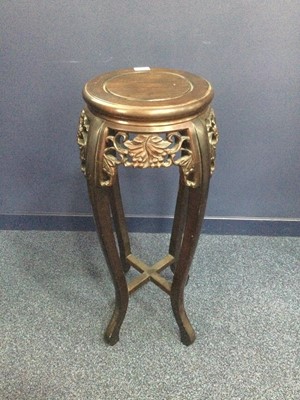 Lot 705 - A CHINESE CARVED WOOD PLANT TABLE