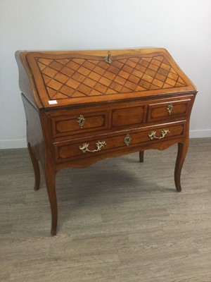Lot 1418 - A FRENCH WALNUT AND PARQUETRY BUREAU OF 18TH CENTURY DESIGN
