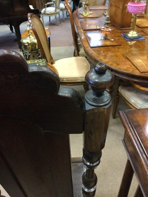 Lot 1403 - A PAIR OF OAK HIGH BACK HALL CHAIRS IN THE MANNER OF DANIEL MAROT