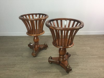 Lot 1409 - A PAIR OF MAHOGANY DUTCH STYLE JARDIENER STANDS