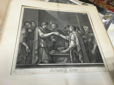 Lot 1038 - A FOLIO OF UNFRAMED PRINTS AND WATERCOLOURS