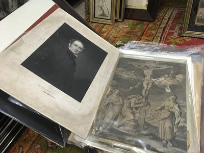 Lot 1038 - A FOLIO OF UNFRAMED PRINTS AND WATERCOLOURS