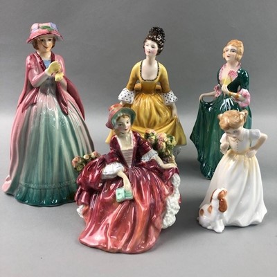 Lot 26 - A ROYAL DOULTON FIGURE OF CORALIE AND FOUR OTHER FIGURES