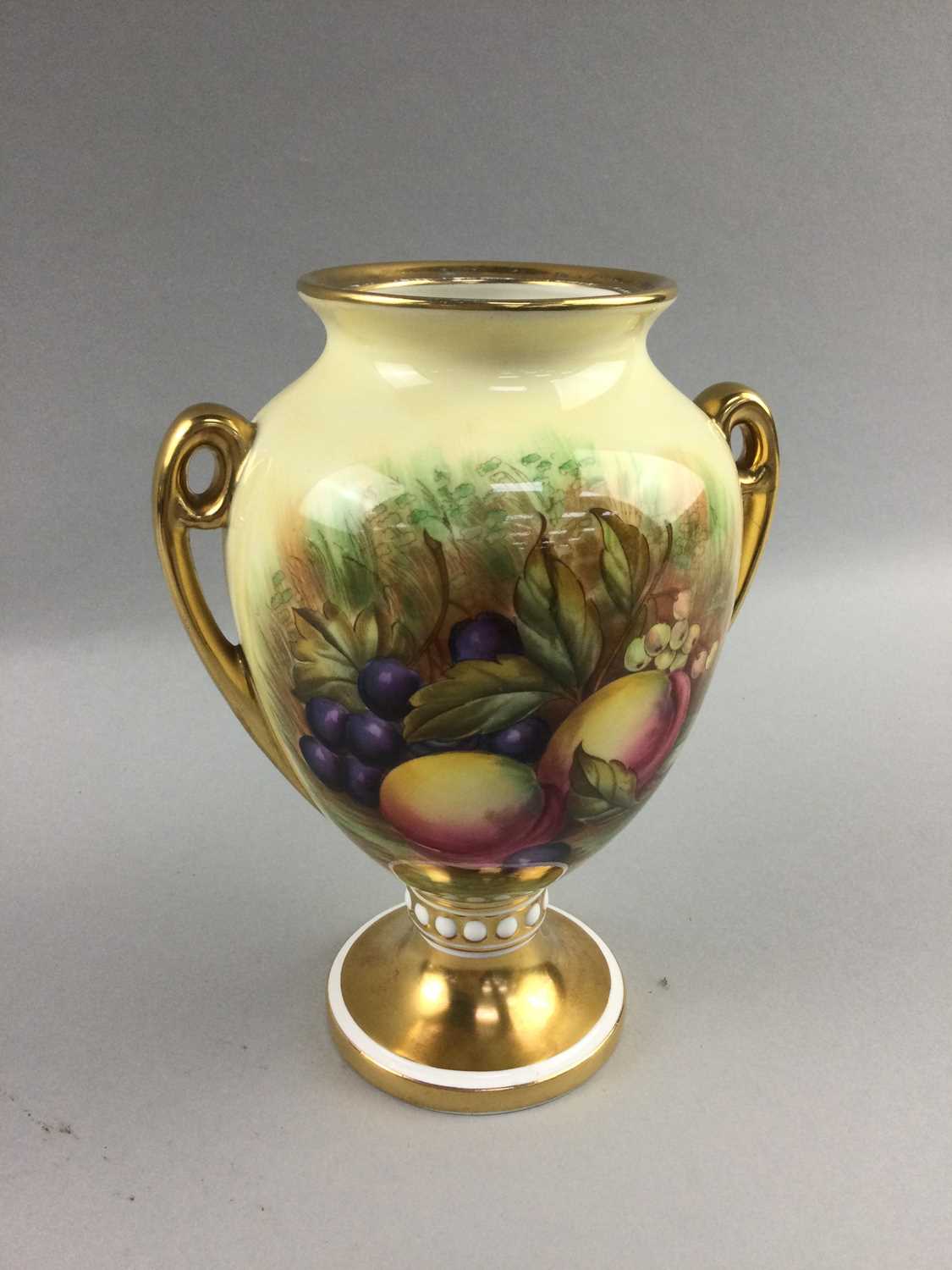 Lot 27 - AN AYNSLEY VASE, ANOTHER VASE, A JUG AND A DISH