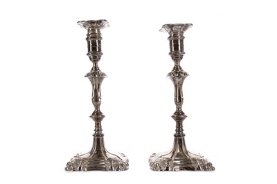 Lot 455 - A PAIR OF GEORGE V SILVER CANDLESTICKS