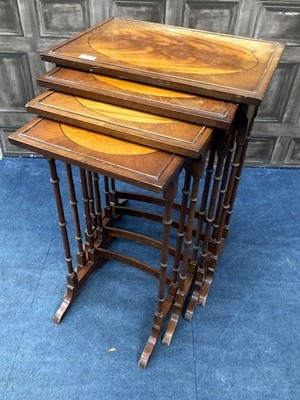 Lot 274 - A MAHOGANY NEST OF FOUR TABLES