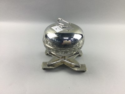 Lot 98 - AN EARLY 20TH CENTURY CURLING STONE PRESENTATION BREAKFAST DISH