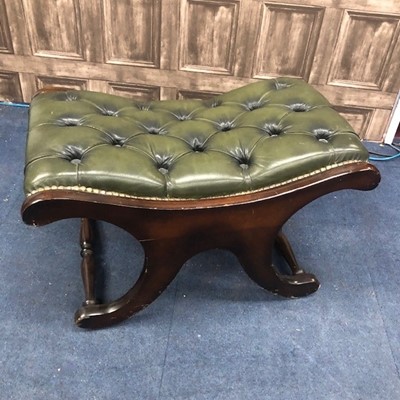 Lot 304 - A LEATHER UPHOLSTERED STOOL