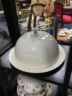 Lot 424 - A MODERN CHEESE DISH, BICUIT BOX AND BLUE AND WHITE STORAGE VESSELS