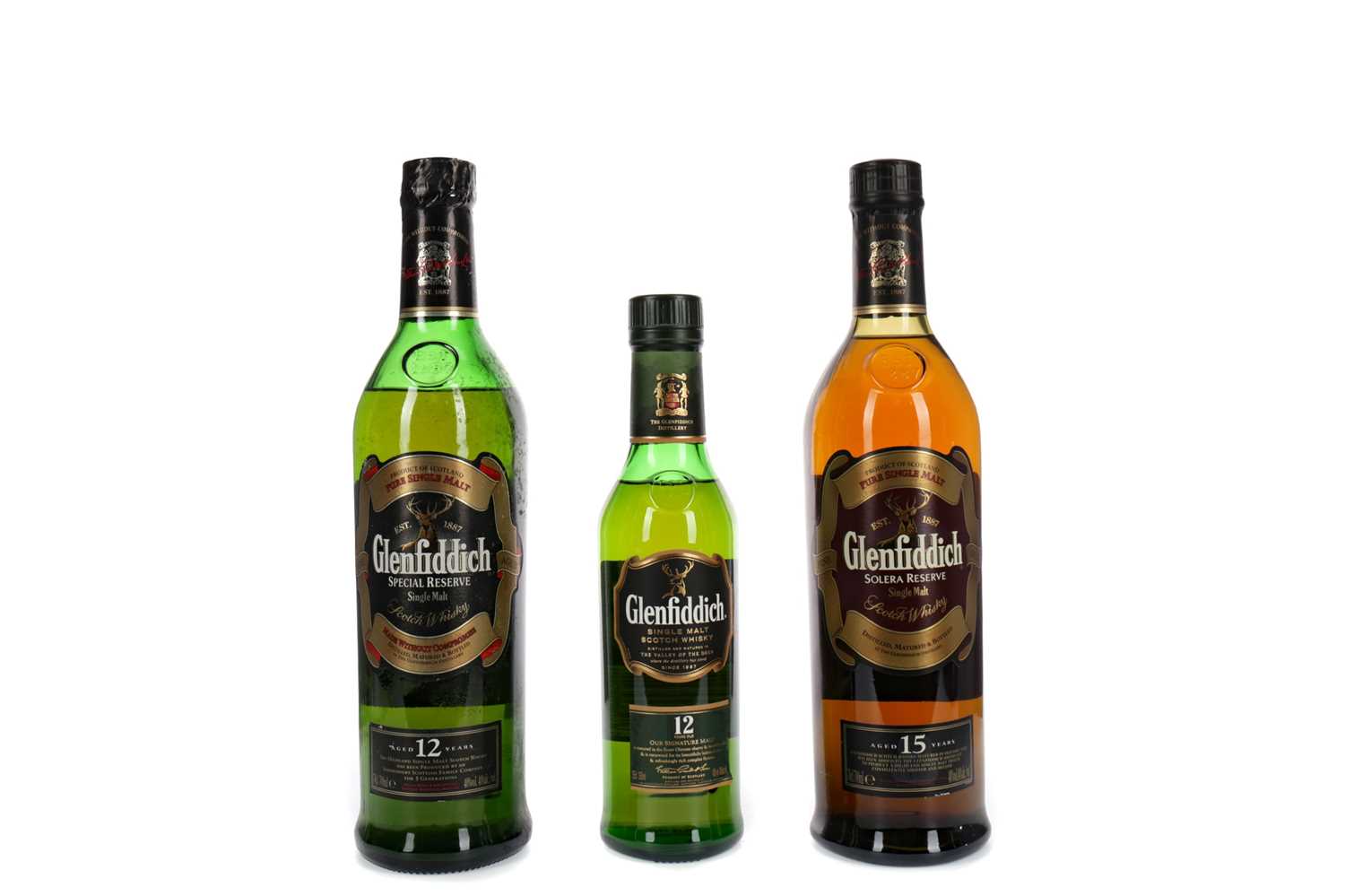 Lot 43 - GLENFIDDICH AGED 15 YEARS, AND ONE & A HALF BOTTLES OF GLENFIDDICH AGED 12 YEARS