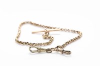 Lot 148 - GOLD ALBERT CHAIN with rolo links and bar, 12g