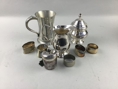 Lot 434 - A LOT OF SILVER PLATED ITEMS INCLUDING A CIRCULAR SALVER